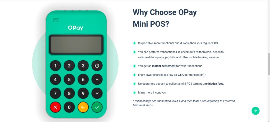 how much is opay pos in nigeria